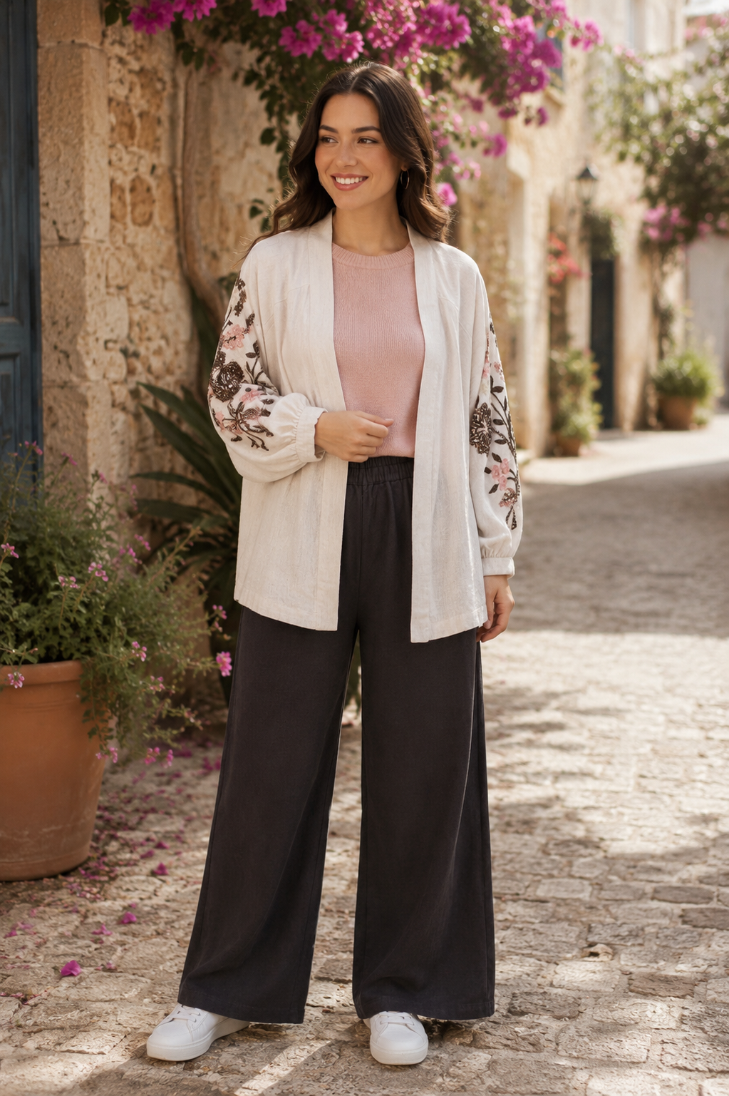 Embroidered Kimono Set