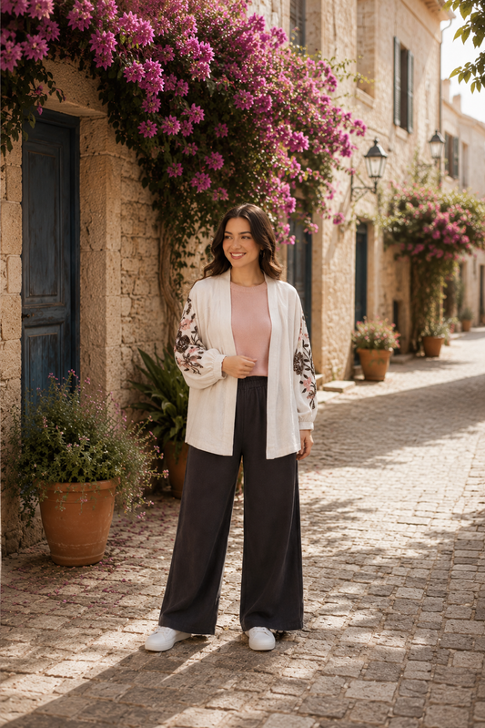 Embroidered Kimono Set
